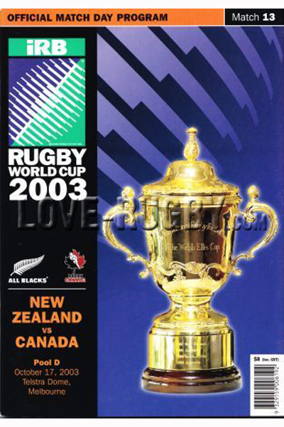 2003 New Zealand v Canada  Rugby Programme